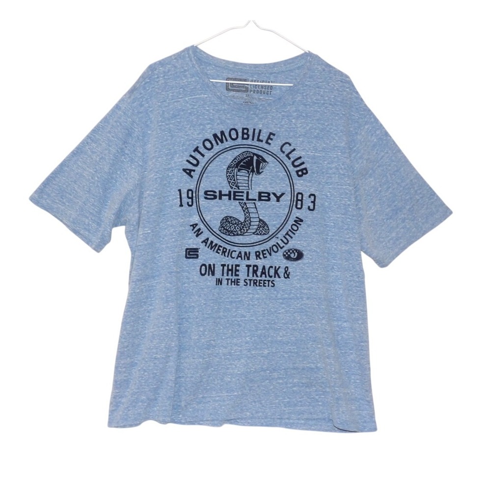 Mens 2XL Shelby Cobra Automobile Club T Shirt Blue Short Sleeve Graphic Tee